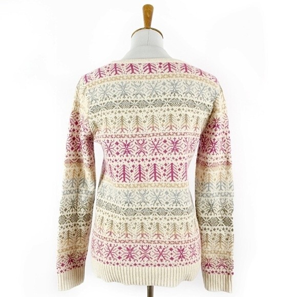 Garnet Hill Merino Wool Fairisle Round Neck Sweater M NWOT - Picture 3 of 12